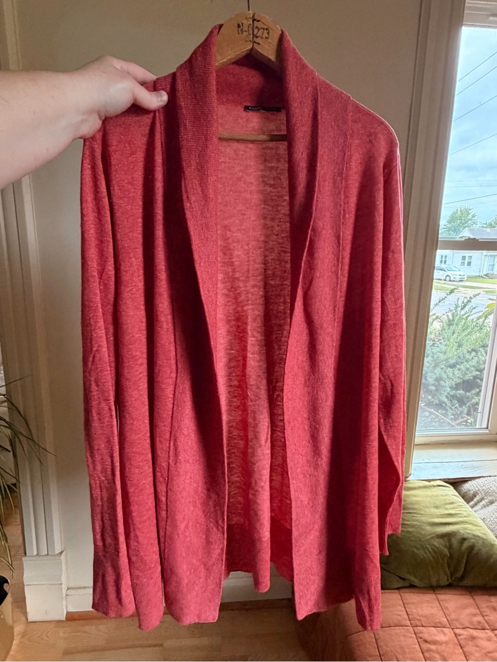 Eileen Fisher Coral Merino Blend Shawl Cardigan